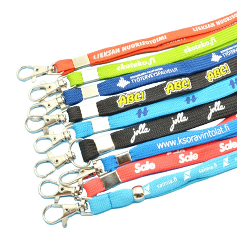 Factory Vendors Oem Keychain Phone Neck Woven Satin Lanyards Nylon Polyester Lanyard With Logo Custom