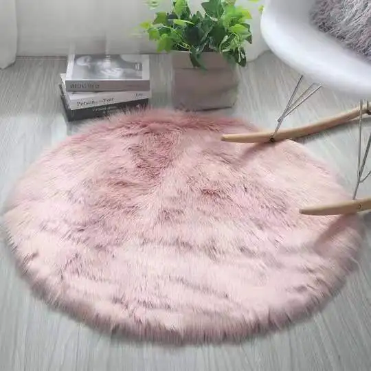 Pink Soft Faux Sheepskin Fur Area Rug Luxury Fluffy Rug for Sofa Bedroom Living Room Nursery Shaggy Chair Cover Seat Pad