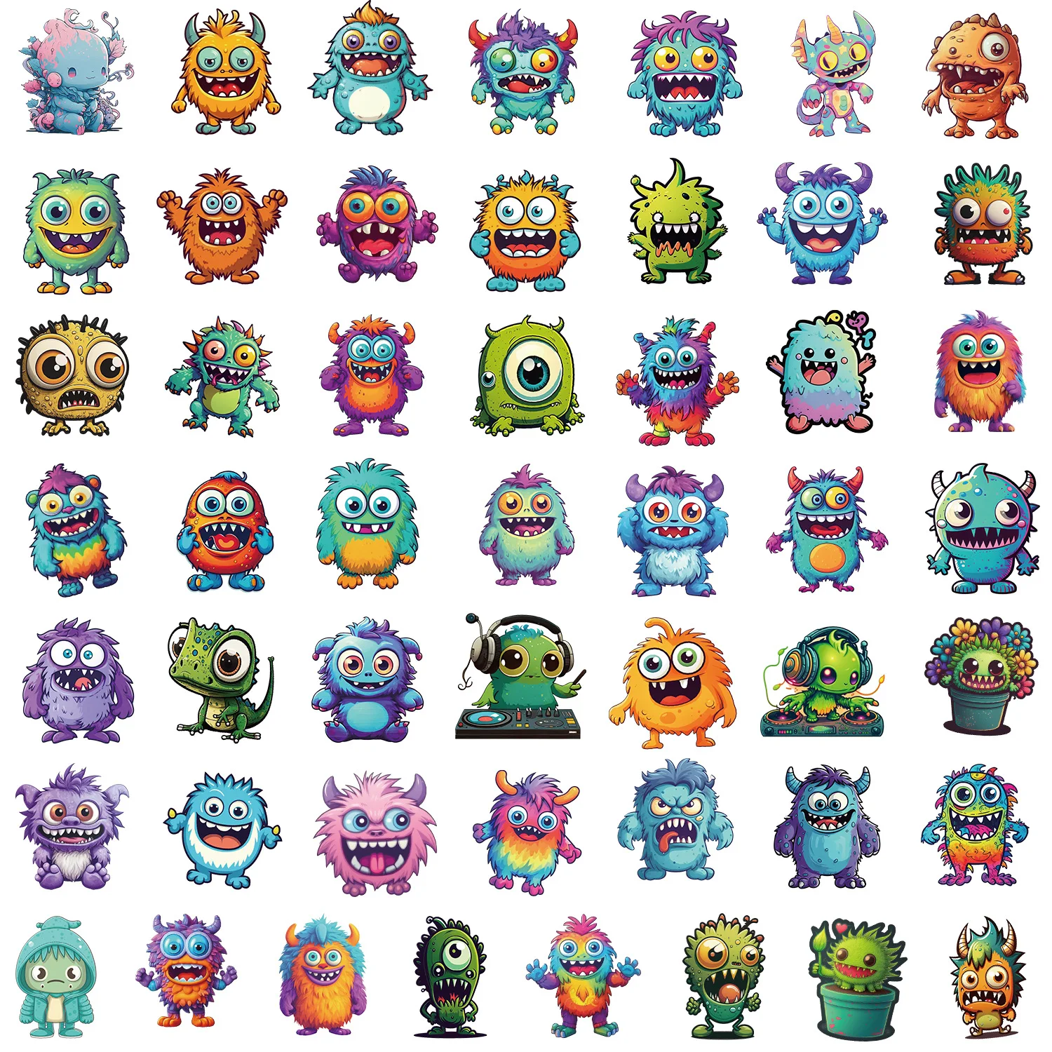 ZY2576H 50Pcs Cartoon Little Monsters Decorative Sticker For Teen Laptop Skateboard Luggage Guitar Scrapbook Art Vinyl Stickers