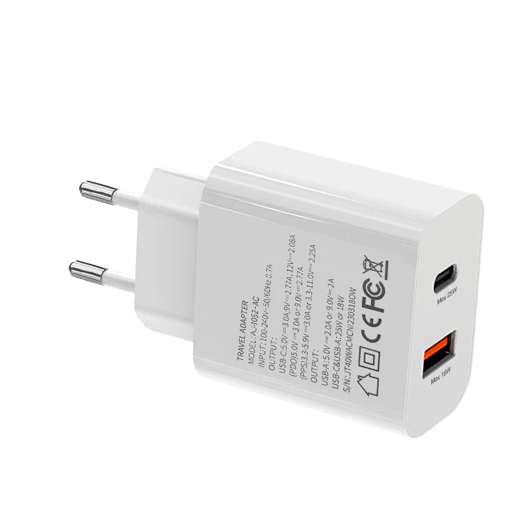 18W 25W 43W PD USB Type C Dual Port C Wall Charger Block 3.3ft 6.6ft Cable Fast Charging Adapter for Mobile Phones