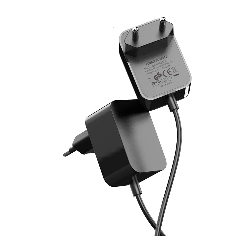5V 2A FCC CE/GS Rohs Certification Power Adapter EU US Plug DC Output 90-240V AC Input Cable Charger Supply