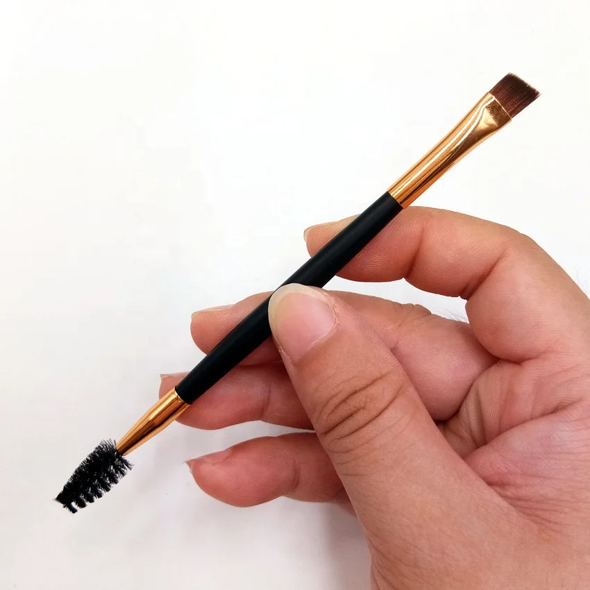 Двухсторонняя Золотая кисть для бровей Spoolie Brush с двойным углом ресниц