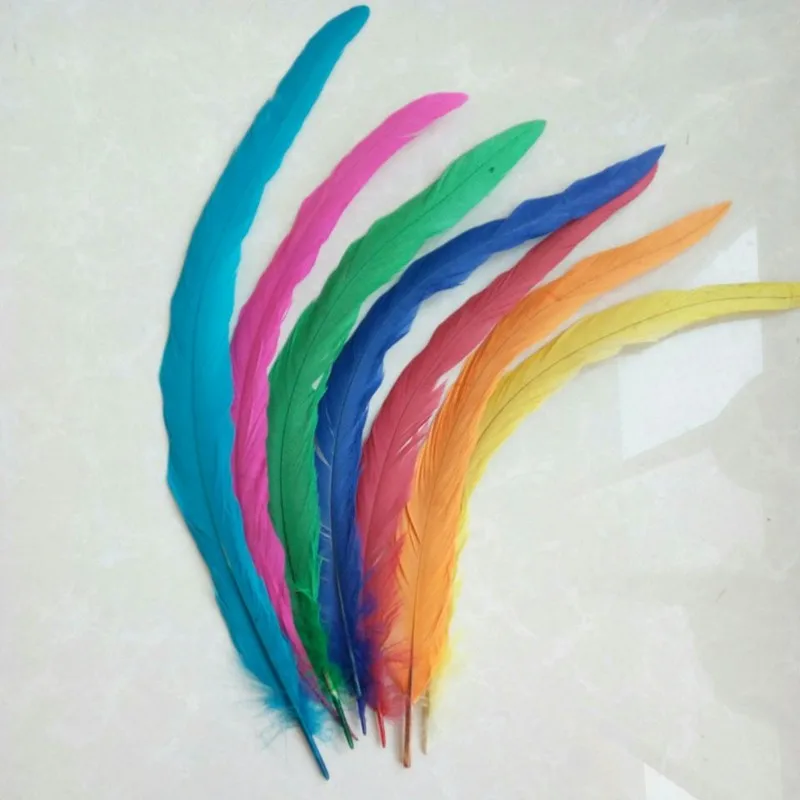 Hot sale DIY dyed colored 30-35cm rooster tail feather chicken feather for Decorations