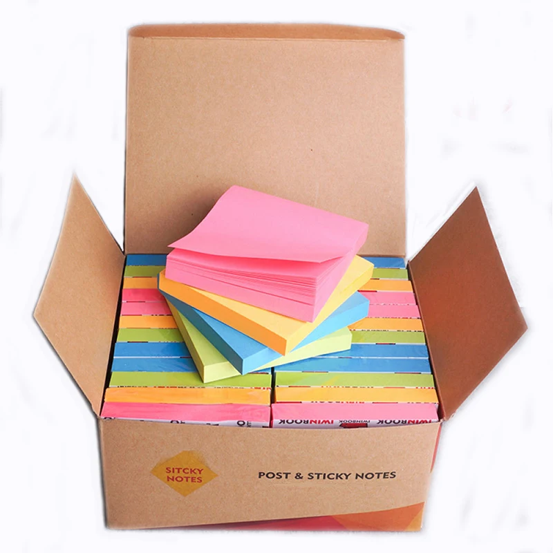Self-stick Offset Bright Colors Strong Adhesive Stationery Paper Pink Glue Sticky Notes Pad