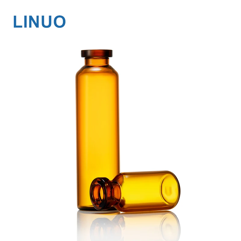 Factory! LINUO pharmaceutical packaging 2ml 5ml 10ml amber clear bottle empty glass injection vial with rubber and aluminum caps