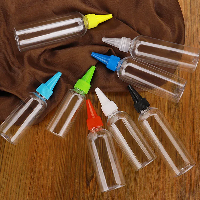 100Ml Hot Sale Twist Cap Liquid Bottles Pet Extruded Plastic Dropper Bottle With Pointed Mouth Cap For Hair Oil Bottle