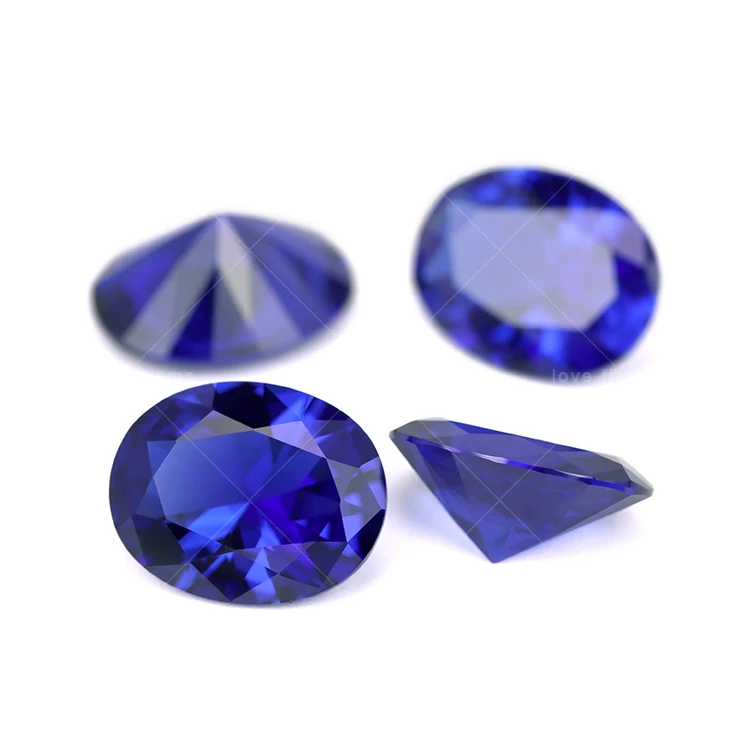 6*8mm 3A good quality 123# sapphire blue oval cut synthetic loose nano gems