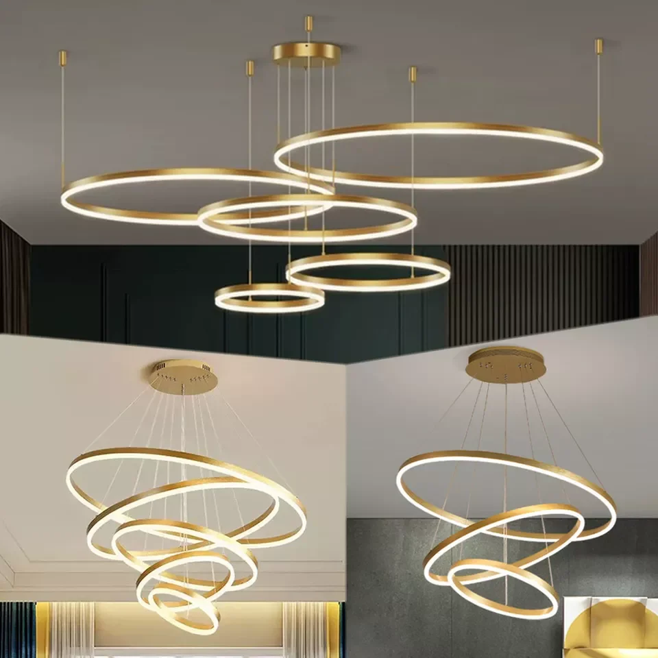 Simple High Quality Ceiling Contemporary Circle 4 Rings Indoor LED Chandelier Modern