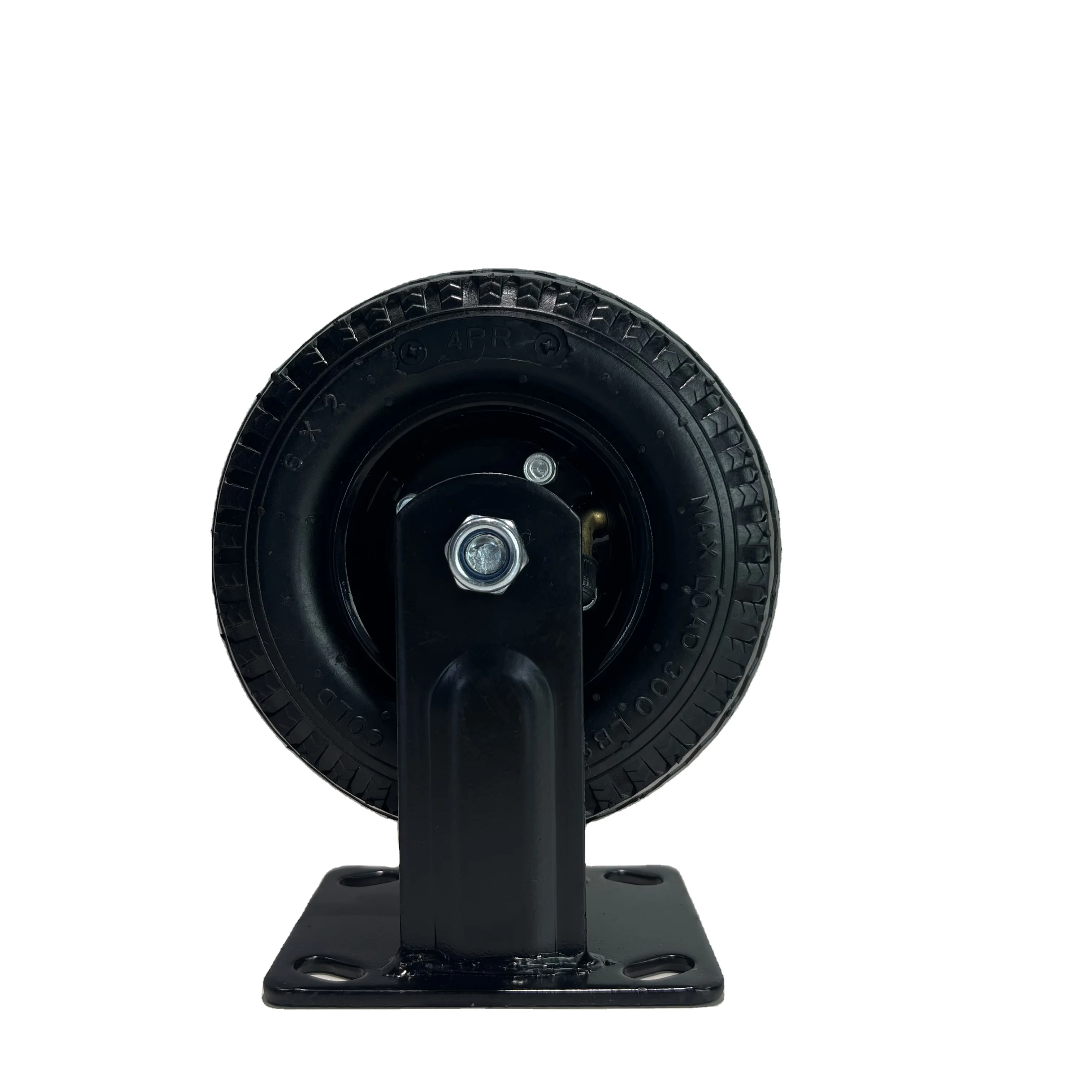 New 6*2 6 Inch swivel fixed Casters solid PU Wheel  Flat Free Industrial wheelWith Side Brake For Trolley Hand Cart