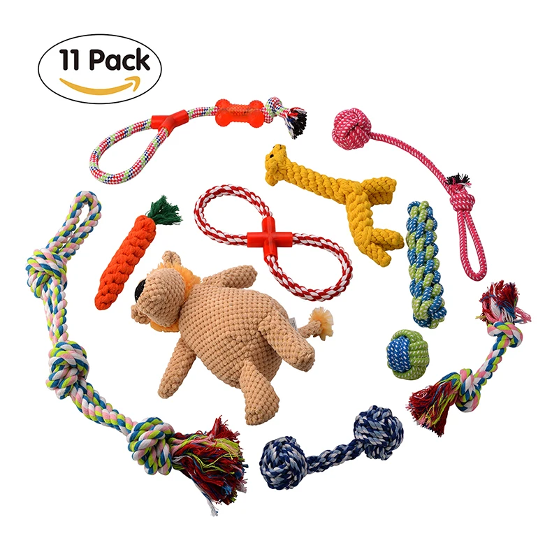 
Wholesale Durable Soft Rope Dog Toys Pet Toothbrush Chew 11 Pack Custom Dog Ropes Toy Set 