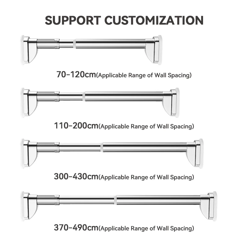 Straight Metal Adjustable Rod Tube Curtain Shower Poles for Bathroom Bathing Room Divider