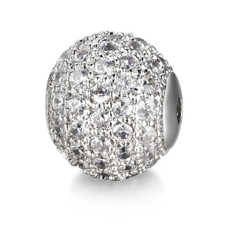 High Quality Micro Pave Clear CZ Ball Beads for Men Bracelet Women Jewelry Making