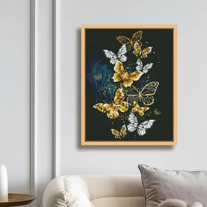 Factory price high quality golden butterfly dazzling trees gilt iron tower pegasus diamond painting