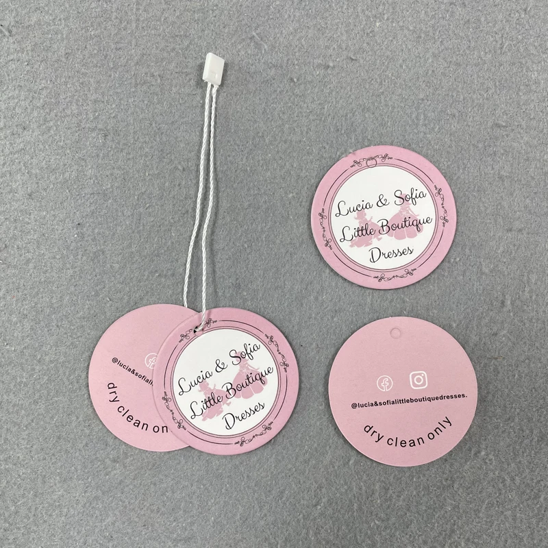 Custom Hang Tags Clothing Small Round Paper Tags For Clothes Hanging Hang Tags With Strings Logo Printed