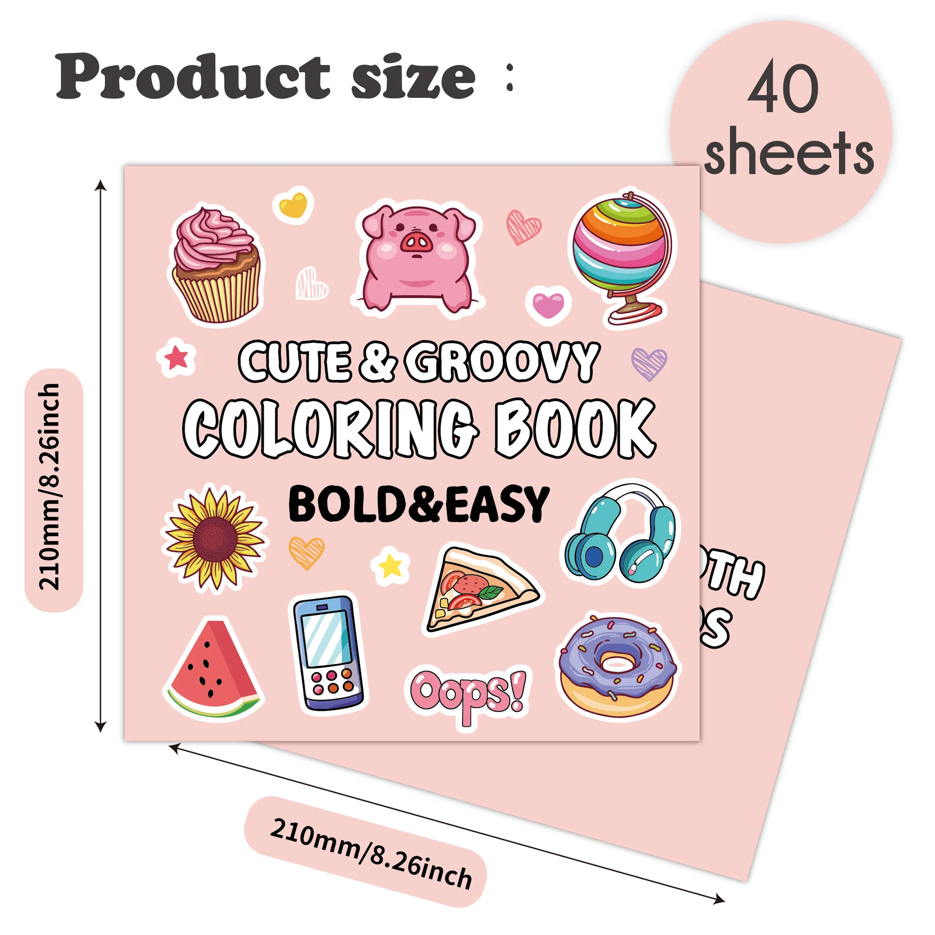 40 Cute Funky Cartoon Doodles Outdoor Fresh Printing Wholesale Custom Book Kids Softcover Soft Cover Bold & Easy Cozy Coloring