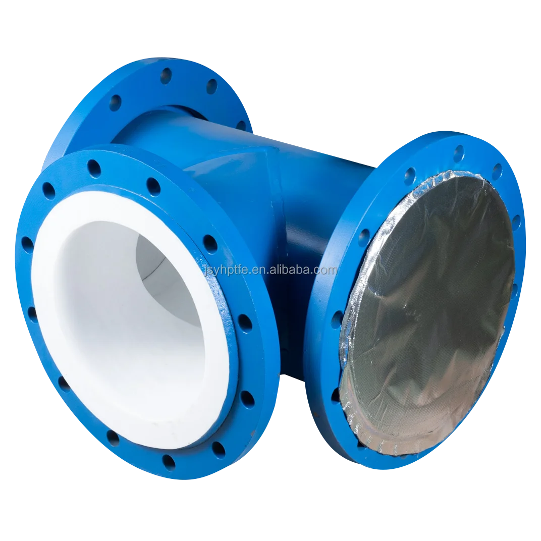 factory price  PTFE lined  with  PO ETFE PFA  PTFE Fittings Tees Elbows spool pipe for moving  highly corrosive fluids