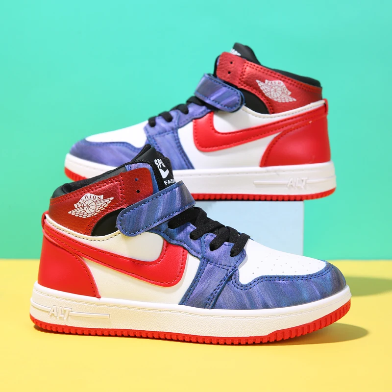 Детская спортивная обувь в новом стиле, высокие кроссовки для мальчиков и девочек, модная Уличная обувь для бега