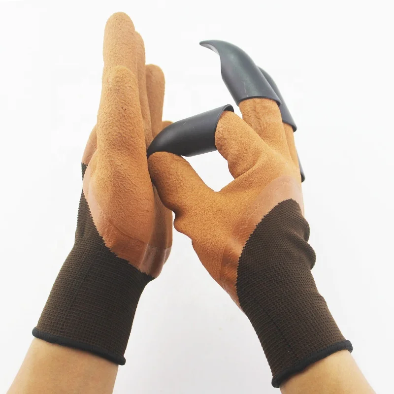 Colorful Breathable Waterproof Gardening Gloves with ABS Claws Great for Digging Planting Made of Latex and Knitted Nylon