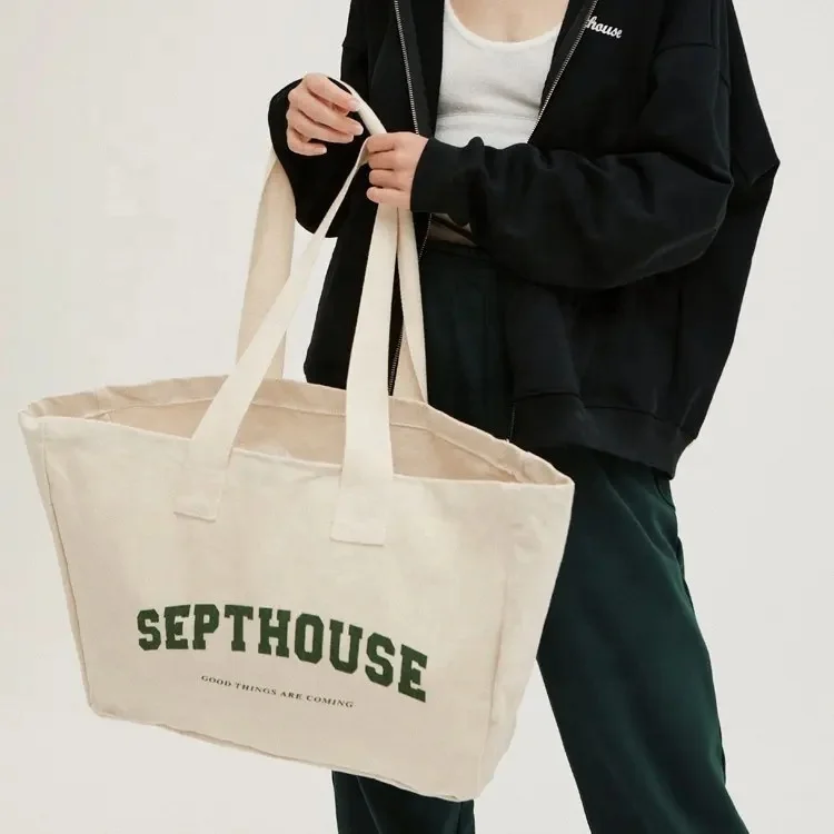 wholesale manufacturers white oversize heavy duty printable organic folding shopping cotton personalized canvas tote bags