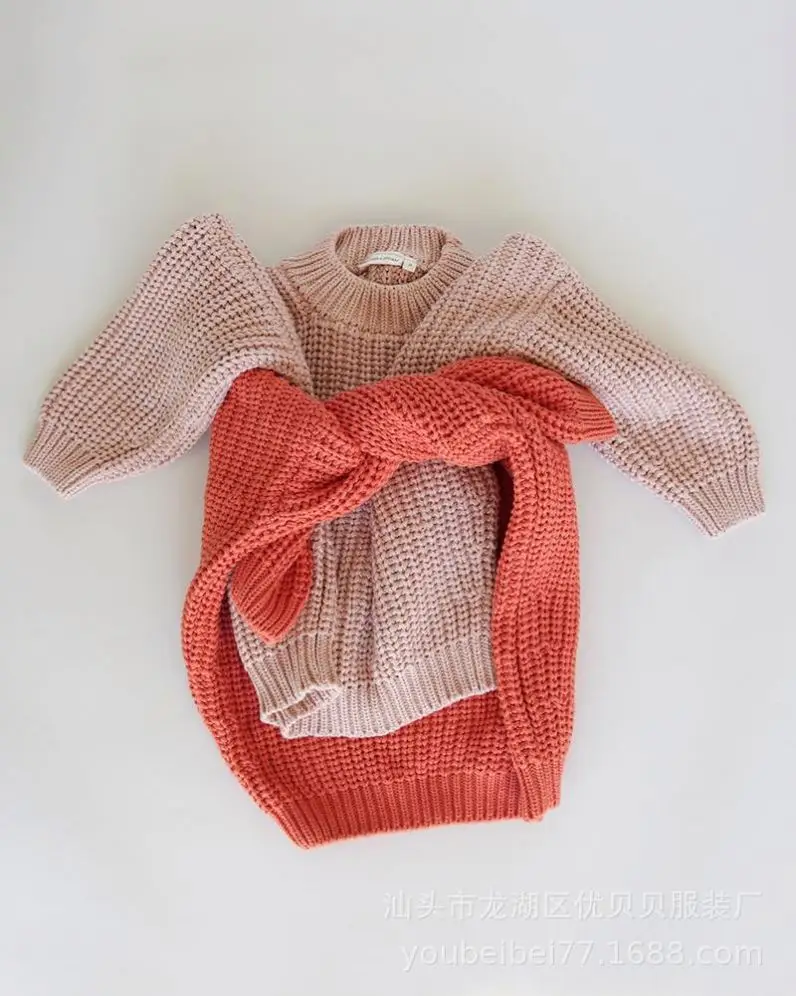 
lyc-4179 Winter Toddler Kids boys Clothes Baby Girl Pullover Cotton Children Knited Solid Long Sleeves Tops Sweater Outwears 