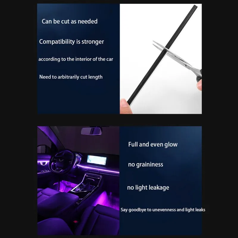 Universal 12V 6 in 1 18 in 1 64 Colors RGB LED acrylic Car strip light Atmosphere Interior Dashboard Lighting Backlight