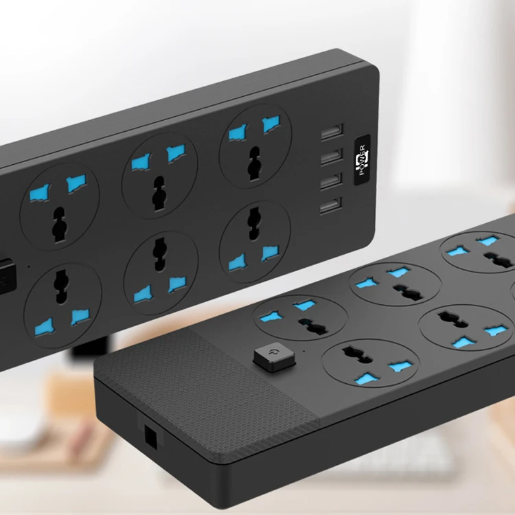 Multi-function power strip 16A high-power power socket UK plug with 3 USB 2m extension cord wiring board