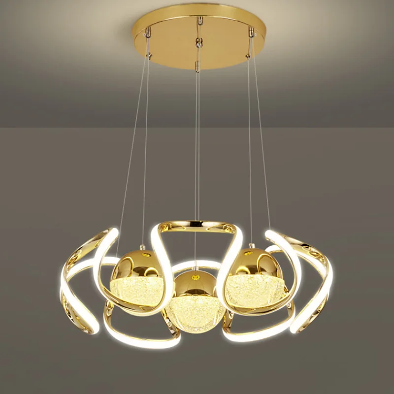 Золотая популярная дизайнерская стеклянная люстра с золотым промышленным светом, подвесное кольцо, светильник