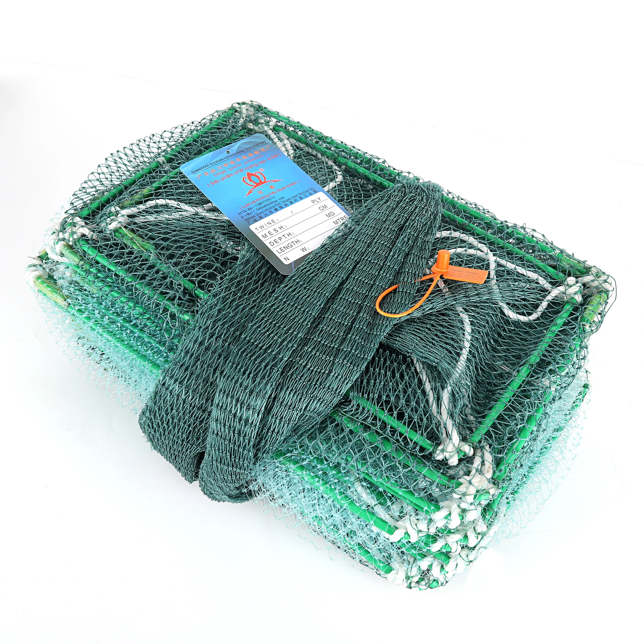 PE/Nylon Long Trap Fishing Multifilament Cage Cast Cage Fishing Farming Nets Sale Shrimp Trap Green Crabs