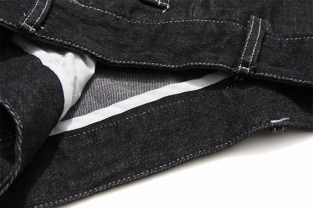 Straight Denim Shorts 80%cotton Jeans Fabric Street Style Breathable Custom Washed Casual High Waist Knitted Short for Men