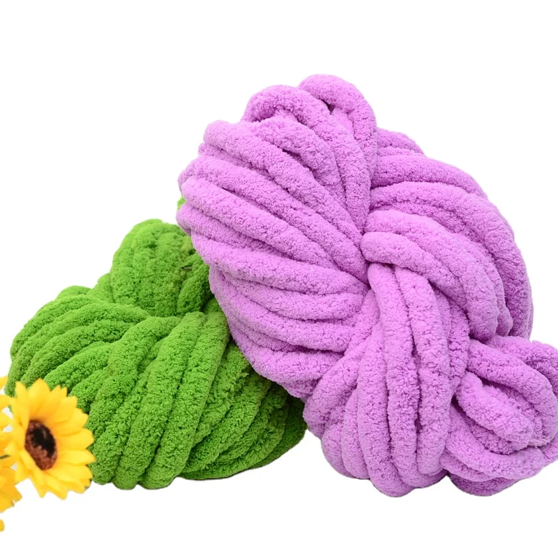 
Wholesale chunky soft 3 cm Jumbo Chunky thick Knit Vegan Chenille Yarn 