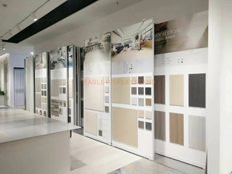 Factory Price Granite Marble Stone Exhibition Display Stand Ceramic Tiles Showroom Sliding Display Rack