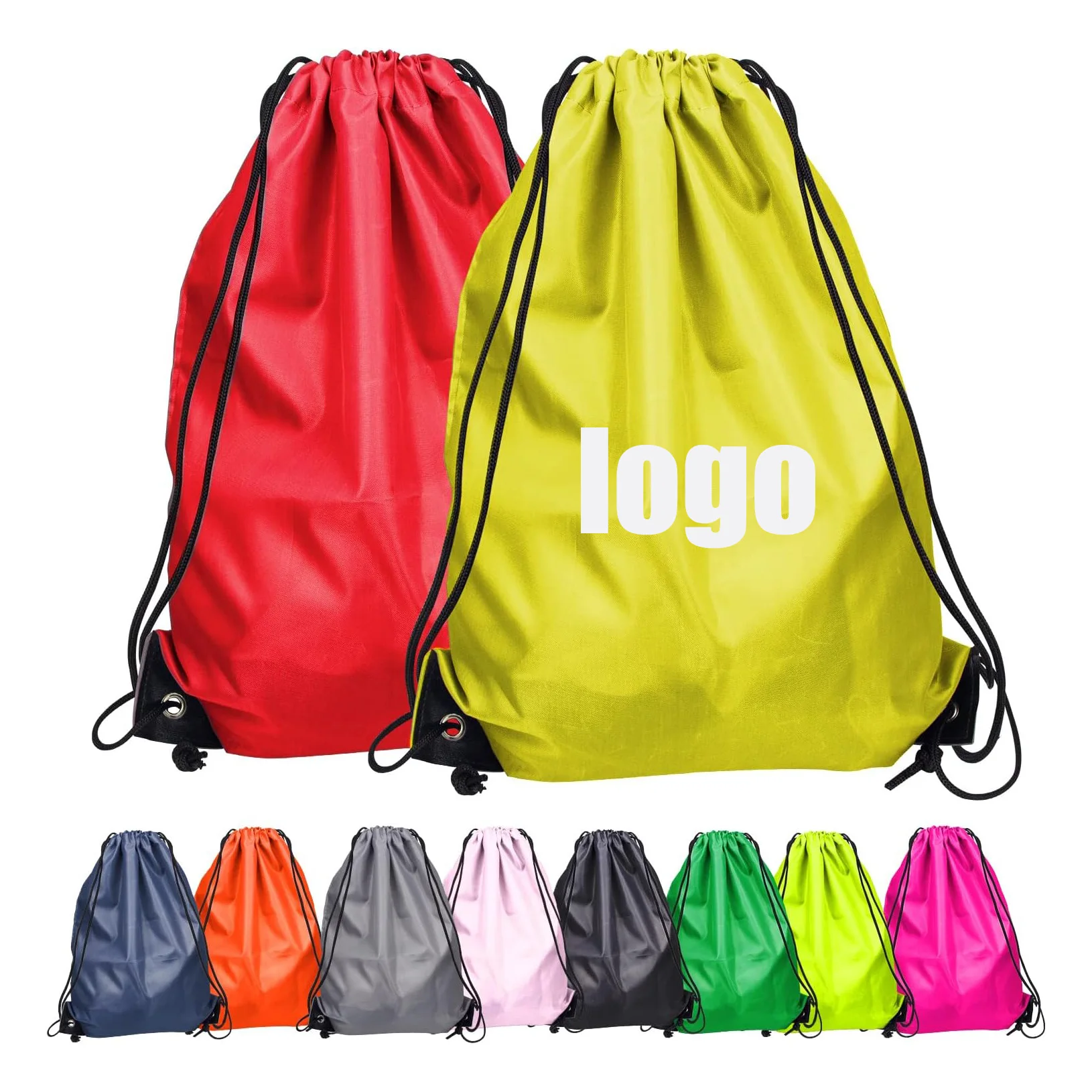 Custom Clothing Shoes Storage Waterproof Drawstring Red Yellow Polyester Basketball Backpack Sport