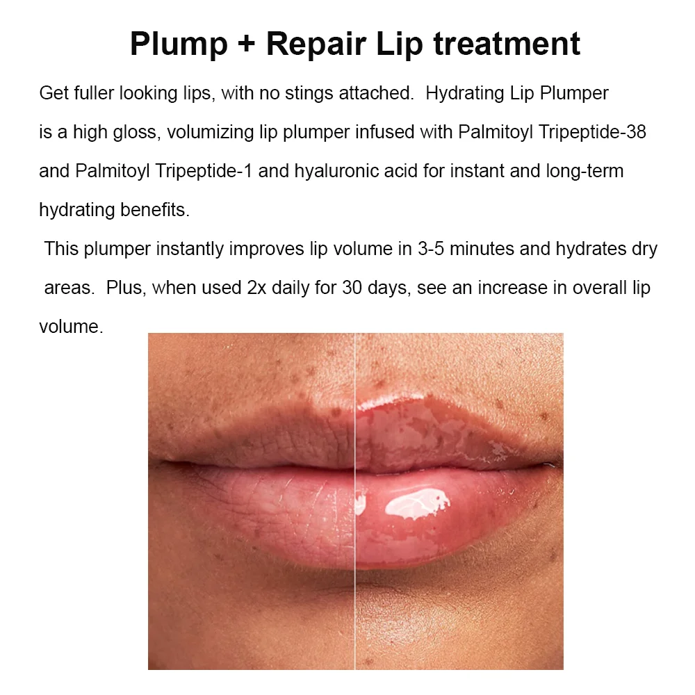 New arrivals peptide no sting hyaluronic acid instant lip plumper lip lightening treatment private label
