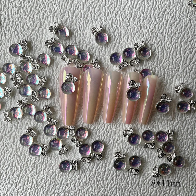 10Pcs/Bag New Nail Art Jewelry Diamond Style Alloy Diamond Zircon Resin Pearl Nail Decoration Diamond Nails Stickers & Decals