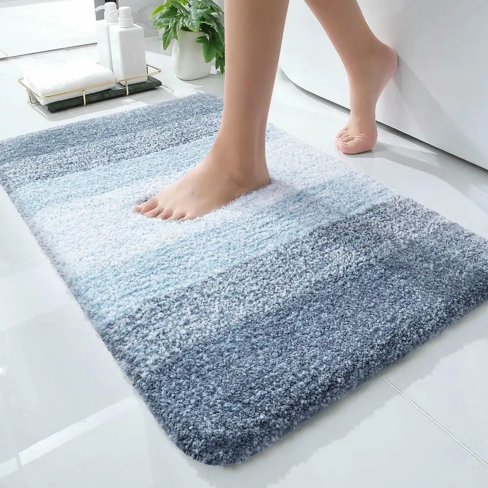 Luxury Extra Soft Microfiber Bath Mats Non-Slip Plush Shaggy Bath Carpet Bathroom Floor Tub Shower Absorbent Machine Wash Dry