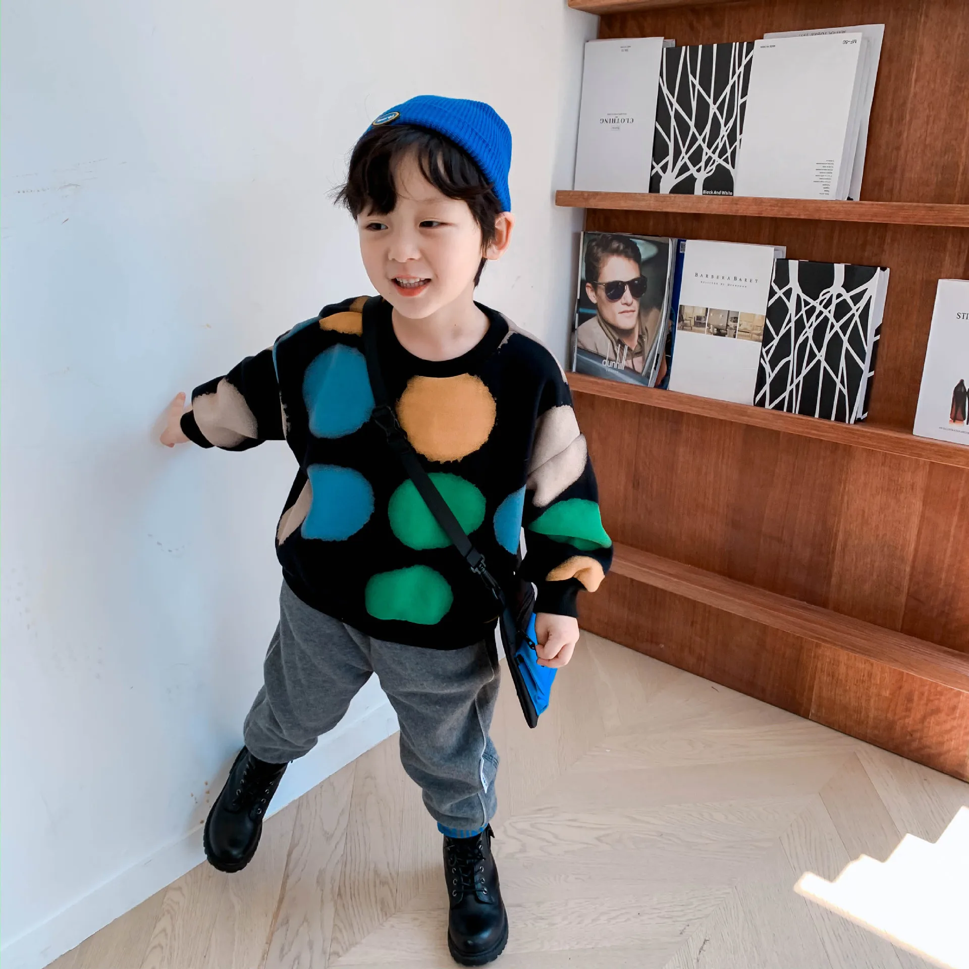 
2020 winter boy handsome polka dot sweater 