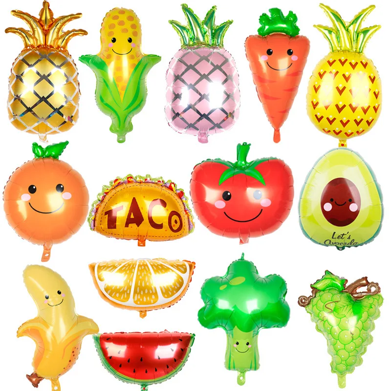 Wholesale Strawberry Pineapple Fruits Balloon Grapes Watermelon Oranges Foil Balloon For Party Decorations