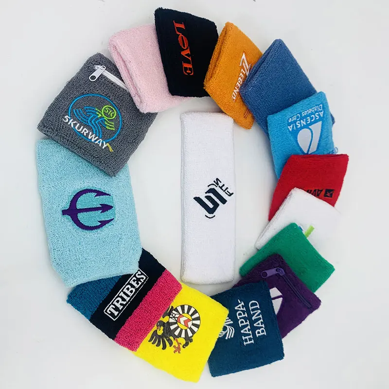 
Cheap Factory Sport Sweatband With Logo Printed Embroidered Cotton Custom Wristbands Women And Men 