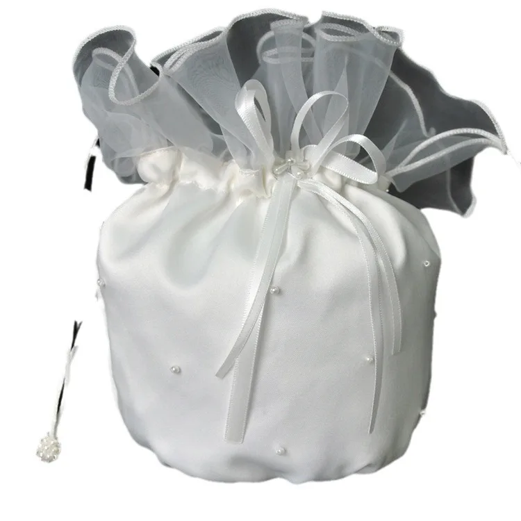 S0621R New high quality fairy temperament bride white sewing beads simple and beautiful flower bag