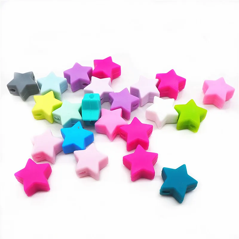 wholesale Custom Bpa Free Food Grade Baby teether Soft star Silicone Bead 15mm