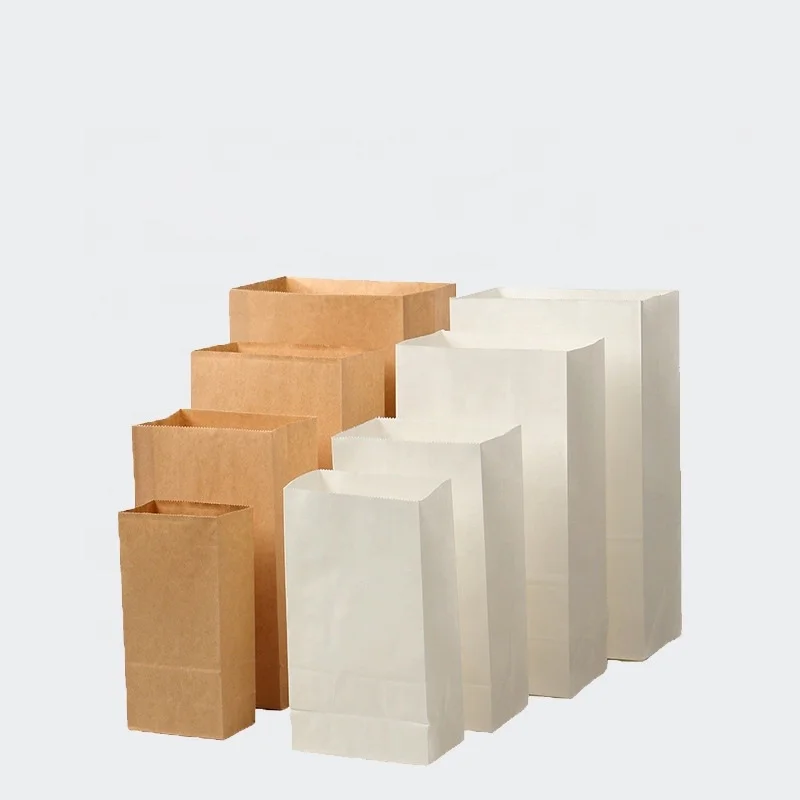 Customize Logo Recycled Small White Brown Paper Bag Grocery Paper Lunch Bags