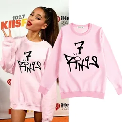 Ariana Grande 7 Rings Same Style Sweatshirt Ladies Long Sleeve Pink Casual Hoodies women Autumn Winter thick Pullover Tops