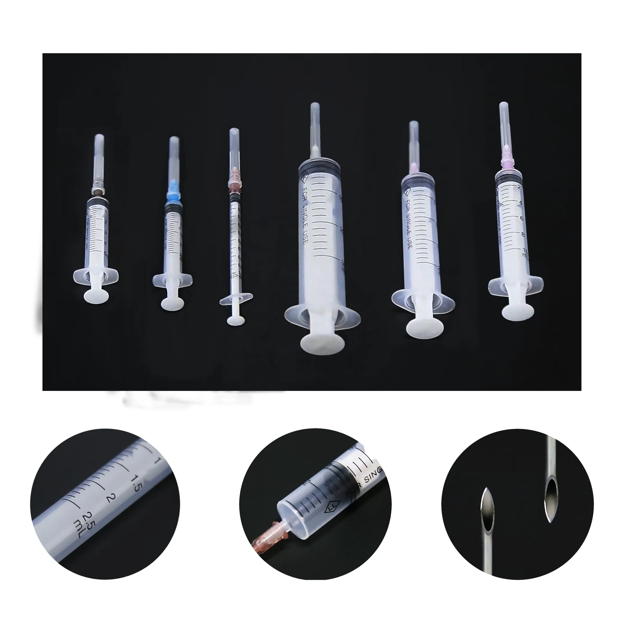 Disposable Sterile Injection 1cc 2.5ml 5ml 10ml 20ml 50ml Medical Plastic Syringes With Needle