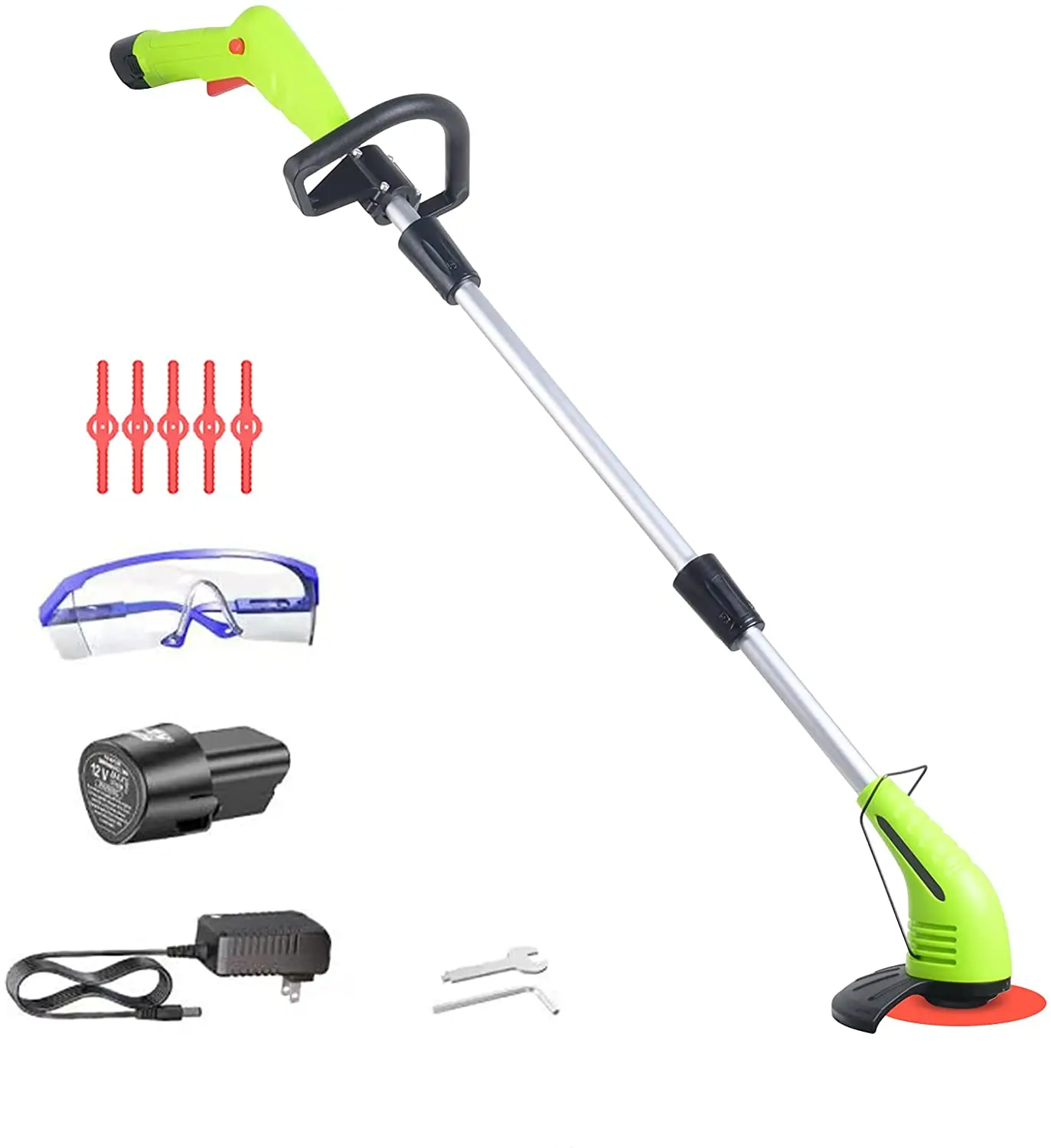 Cordless String Trimmer Weed Wacker: 12V Power Grass Trimmer Lawn Edger with 2.0Ah Li-Ion Battery, Adjustable Height Weed Eater