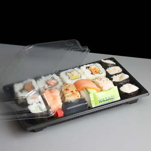 Disposable plastic packaging takeaway sushi box sushi container sushi tray with lid