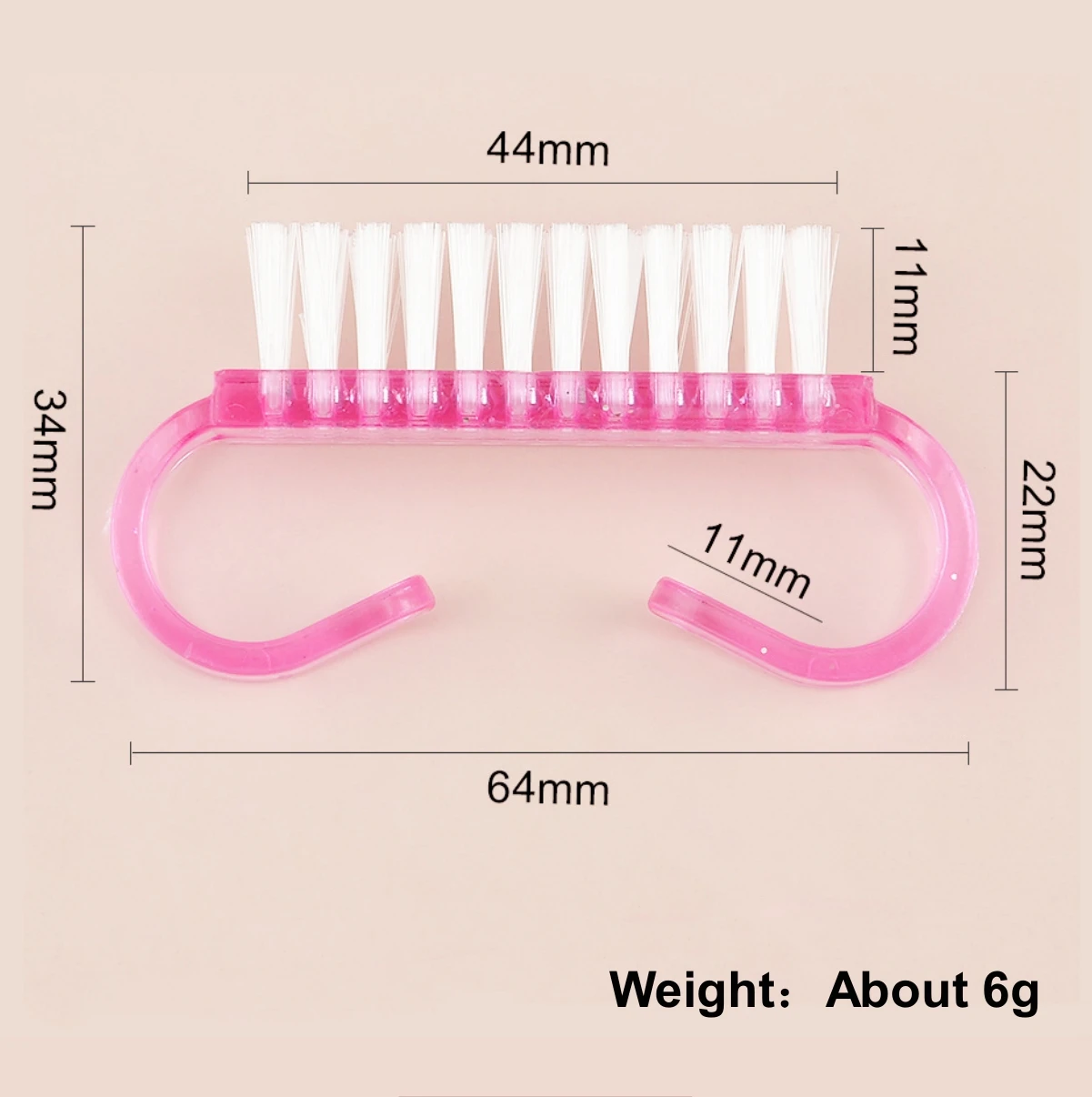 Durable nail cleaning brush for finger hot selling nylon mini nail brush duster pink purple blue transparent