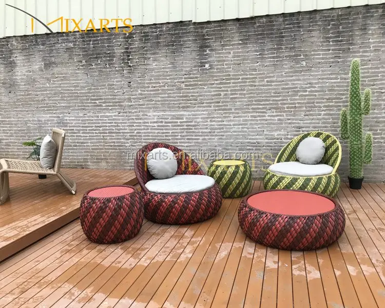 Decor Home Wicker Round Rattan Side Table Rattan Coffee Tea Table Garden Patio Furniture Colorful look Rattan Furniture