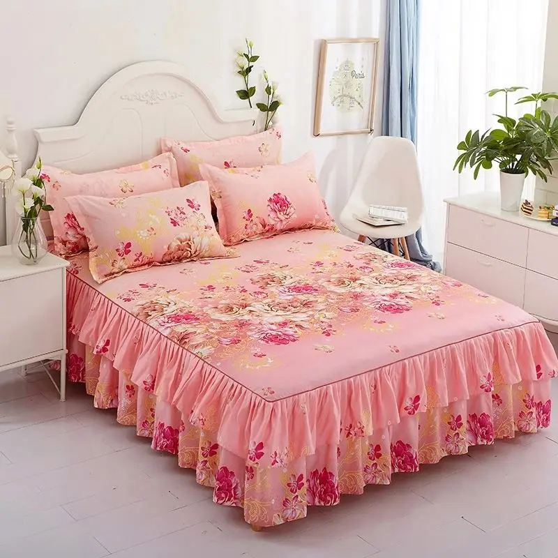  The Factory price Floral Fitted Sheet Cover Wedding Housewarng Graceful Bedsprd Lace Bed