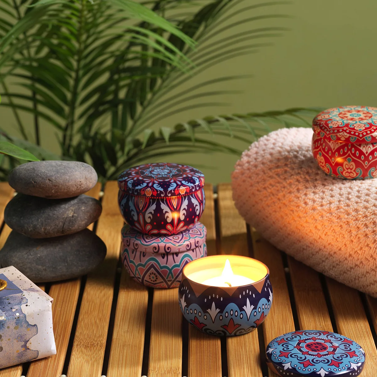 Elegant Customized Multi-Colored Scented Candle for Home Spa Evening Meditation Bedroom Ambiance for Christmas and Easter