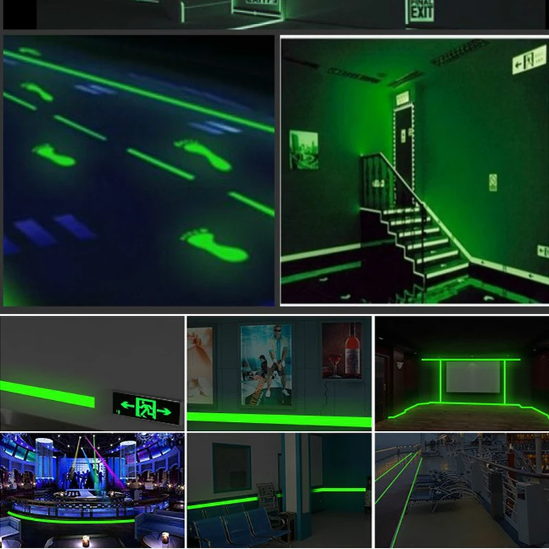 Glow Luminous Fluorescent In The Dark Roll Luminescent Film Self Adhesive Glowing Tape